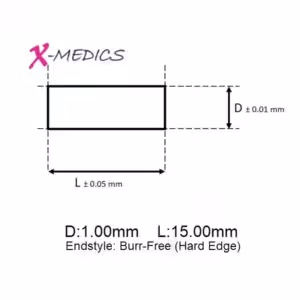 Tantalum pins 1mm 0.039" in diameter 15mm long pre-cut to lenght 1x15. The 1.0 x 15 mm tantalum pin can be used as marker in to e.g. PEEK cages implants.